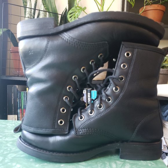 Frye Veronica Combat Boots - Black Vintage Leather - Size 7 - Picture 6 of 13